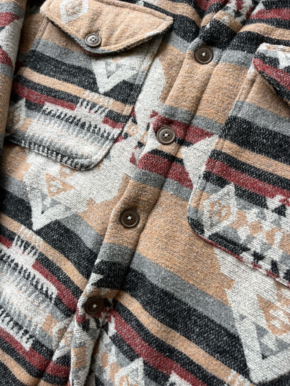 Free Planet Sherpa Jacket in Tan and Rust Pattern - Picture 4 of 5